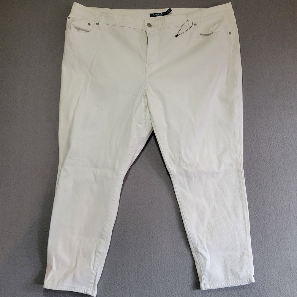 Lauren Ralph Lauren Premier Skinny Cropped White Jeans 22W High Rise Stretch
